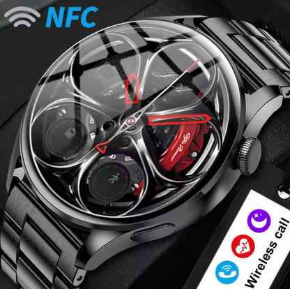 Smartwatch deportivo negro con correa metalica